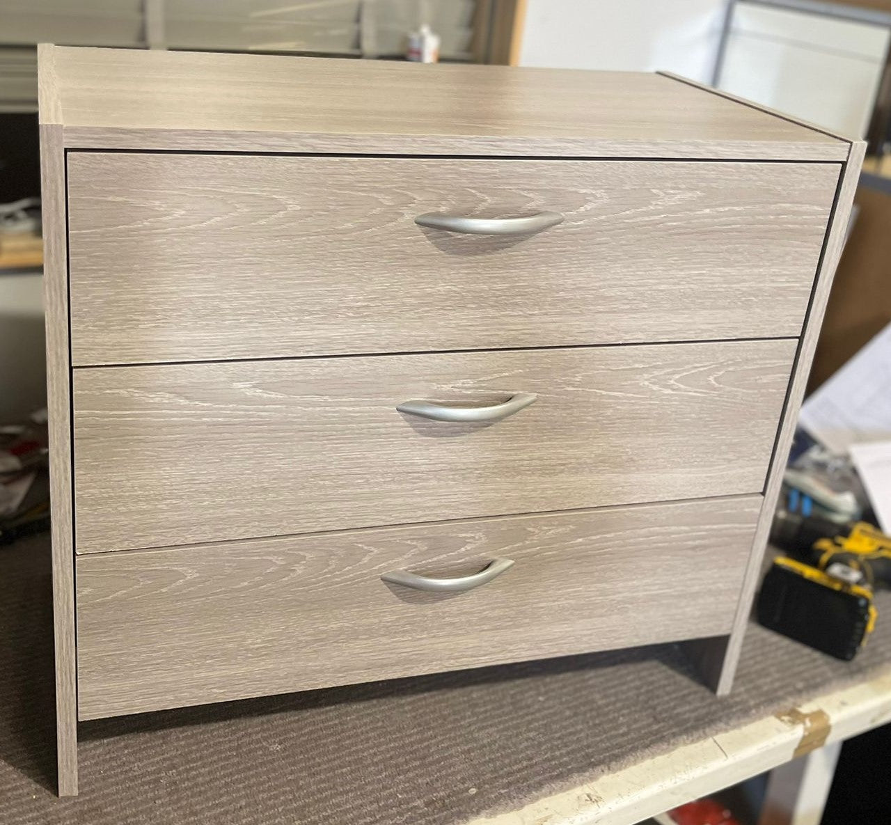 Assembled Seville 3 Drawer Chest - Grey Oak Effect